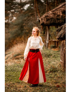 Blouse médiévale à manches longues modèle Edith, blanc...