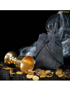 Sac médiéval en cuir suédé pour les récréations,...