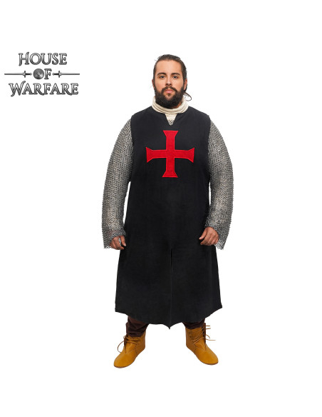 Tabard médiéval croisé, couleur noir
