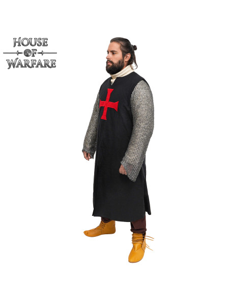Tabard médiéval croisé, couleur noir