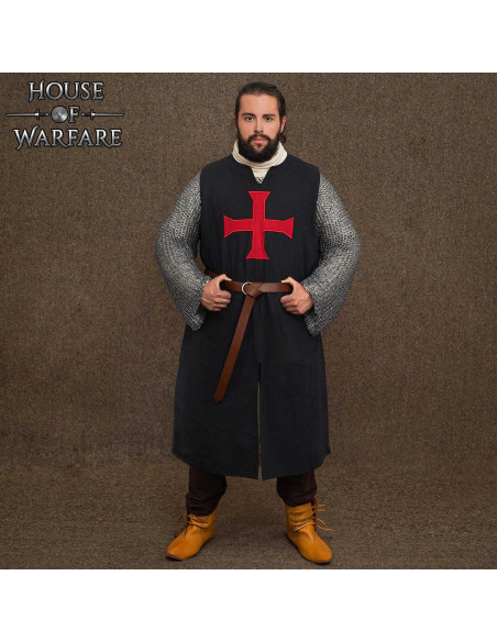 Tabard médiéval croisé, couleur noir