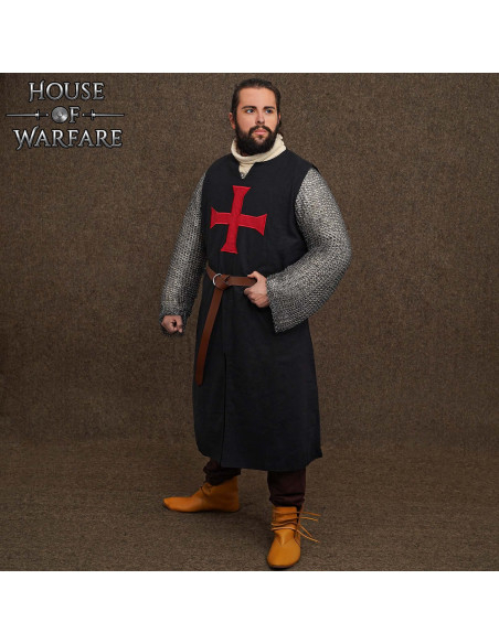 Tabard médiéval croisé, couleur noir