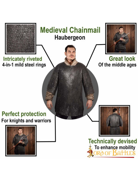 Cotte de mailles en acier doux,...