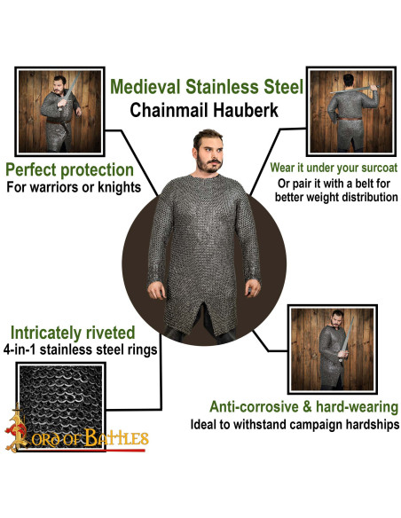 Cotte de mailles en acier inoxydable,...