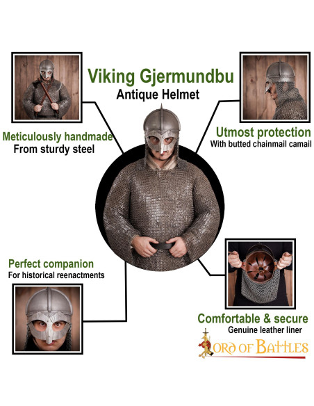 Casque Viking en acier avec doublure... Casque Viking en acier avec doublure...