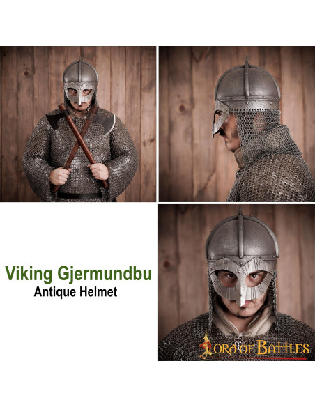 Casque Viking en acier avec doublure... Casque Viking en acier avec doublure...