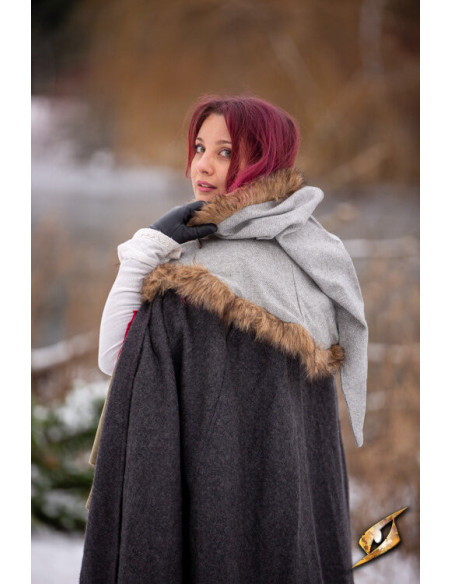 Capuche Fimbul Médiévale en laine - Gris