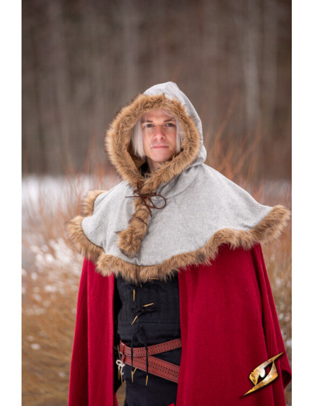 Capuche Fimbul Médiévale en laine - Gris