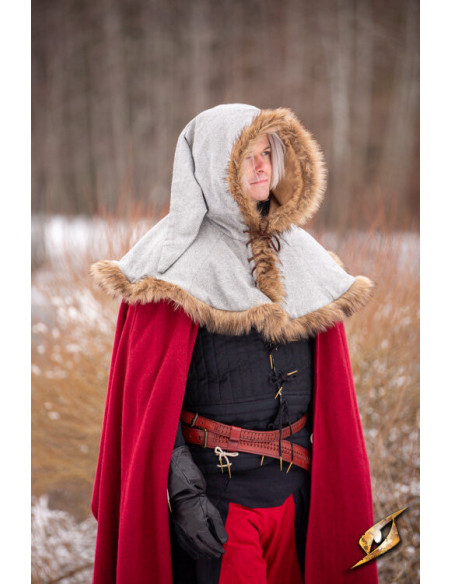 Capuche Fimbul Médiévale en laine - Gris