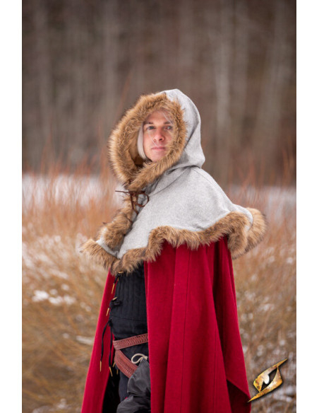 Capuche Fimbul Médiévale en laine - Gris