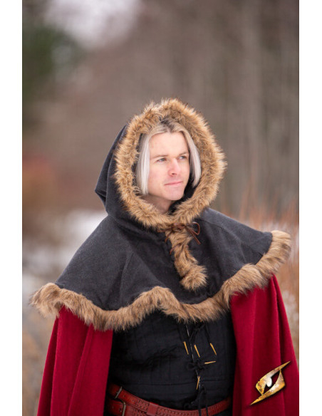 Capuche Fimbul Médiévale en laine - Noir