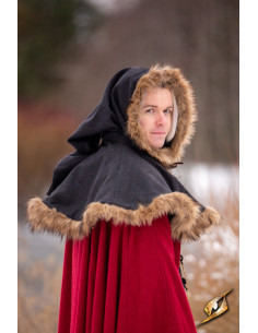 Capuche Fimbul Médiévale en laine - Noir 2