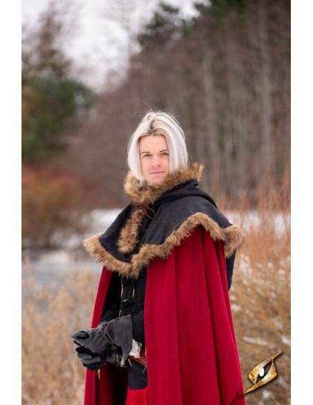 Capuche Fimbul Médiévale en laine - Noir