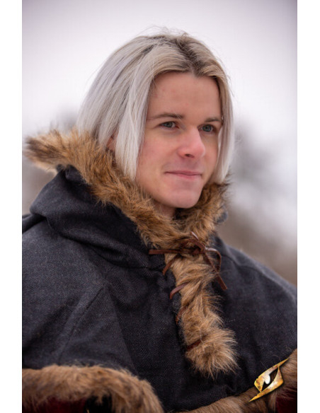 Capuche Fimbul Médiévale en laine - Noir