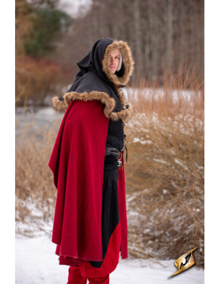 Capuche Fimbul Médiévale en laine - Noir