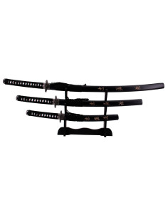 Ensemble de 3 katanas Last Samurai, avec support