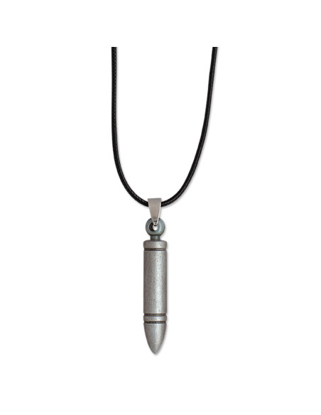 Pendentif balle gris bleui avec cordon