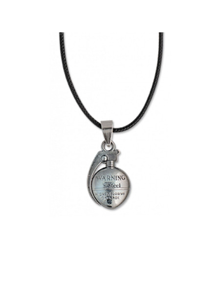 Pendentif grenade gris bleui avec cordon