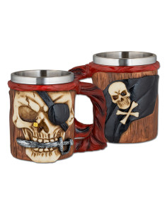 Tasse crâne de pirate ornée (11,5 cm.)