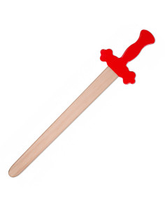 Épée en bois avec manche rouge pour enfants (53,50 cm.)