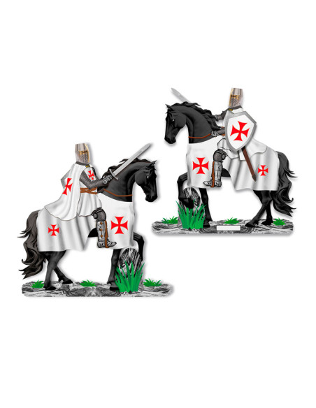 Chevalier templier à cheval avec épée...