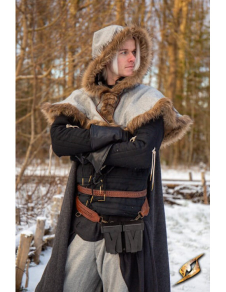 Sac ceinture médiéval en cuir rigide...