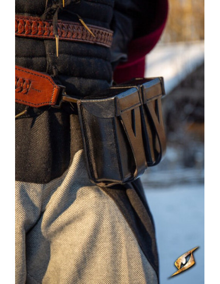 Sac ceinture médiéval en cuir rigide...