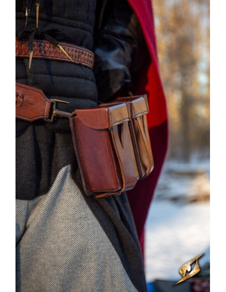 Sac ceinture médiéval en cuir rigide...