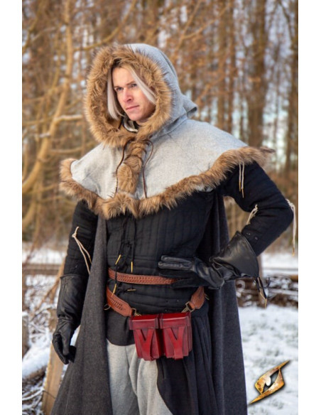 Sac ceinture médiéval en cuir rigide...