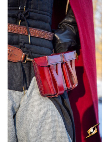 Sac ceinture médiéval en cuir rigide...