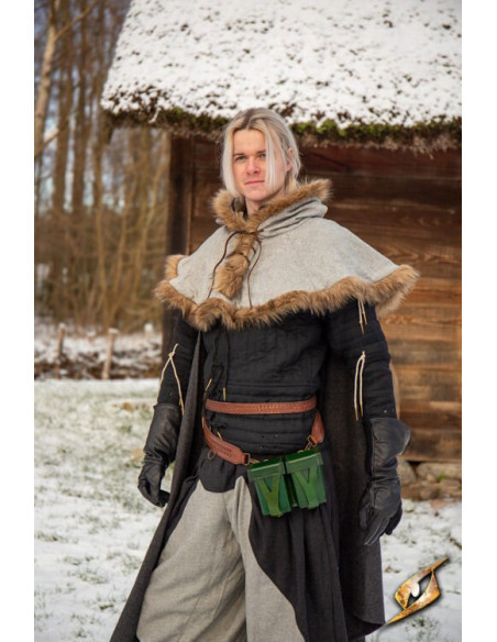 Sac ceinture médiéval en cuir rigide...