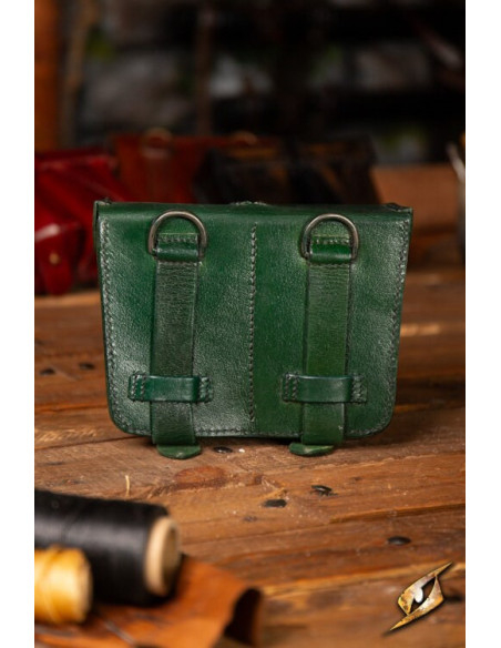 Sac ceinture médiéval en cuir rigide...