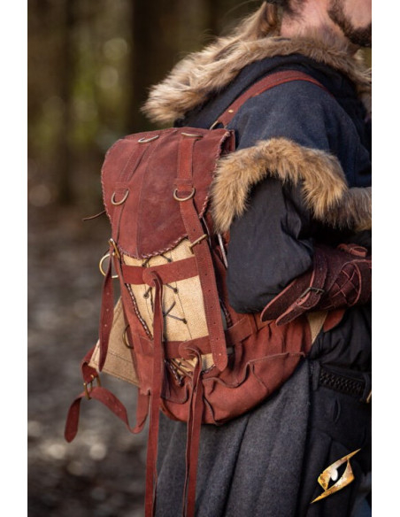 Sac à dos d'aventurier médiéval, daim
