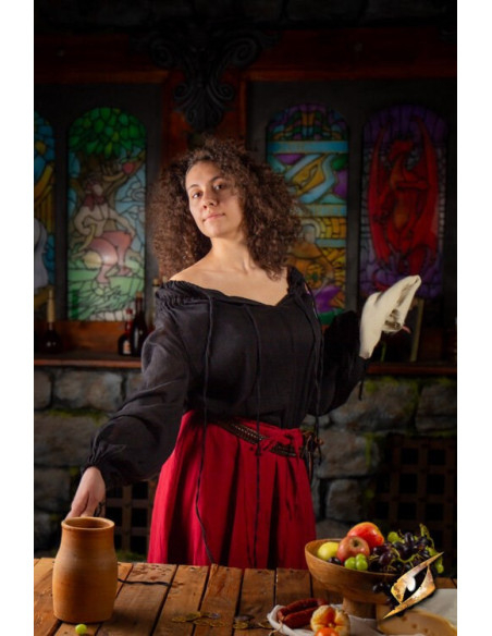 Chemise médiévale froissée, noire