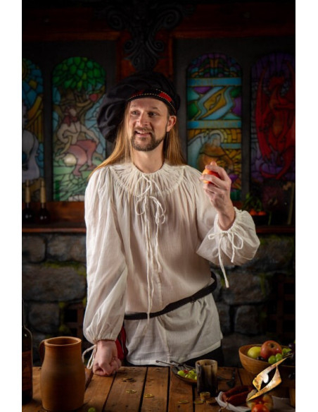 Chemise médiévale modèle Crinkle, blanc