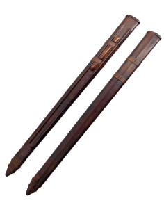 Gaine d'épée en bois et cuir (83 cm.)
