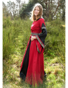 Robe médiévale du noble modèle Bliaut, rouge-noir 2