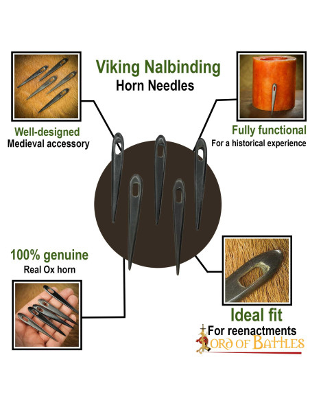 Lot de 5 aiguilles en corne de Viking...