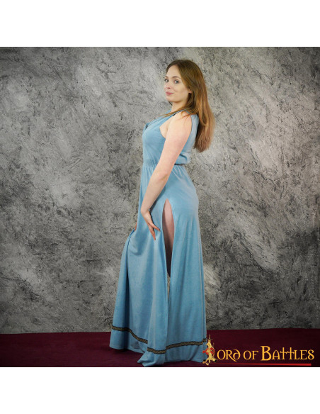 Robe Médiévale Longue Romaine Femme Bleu
