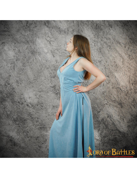 Robe Médiévale Longue Romaine Femme Bleu