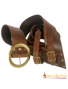 Baldric avec ceinture d'épée en cuir marron
