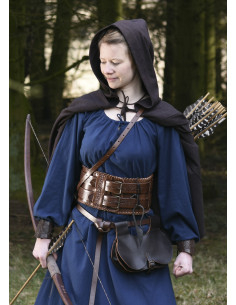 Cape médiévale courte ouverte avec capuche, coton