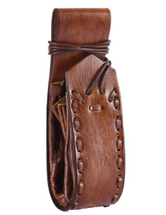 Sac mendiant médiéval en cuir marron