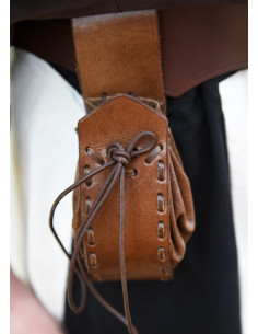 Sac mendiant médiéval en cuir marron 2