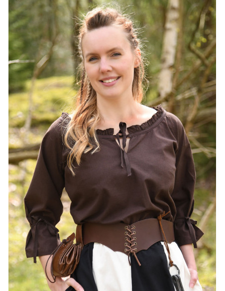 Sac mendiant médiéval en cuir marron