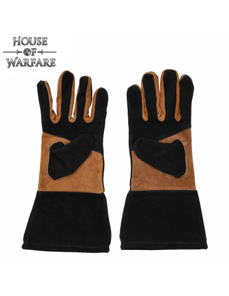 Gants médiévaux en cuir suédé,...