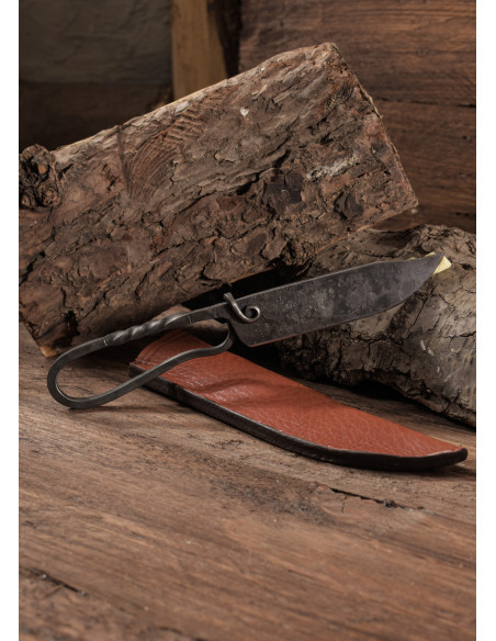 Couteau médiéval forgé avec étui en...