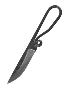 Couteau médiéval forgé avec étui en cuir (19 cm.)