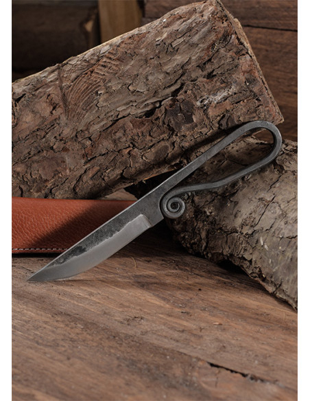 Couteau médiéval forgé avec étui en...