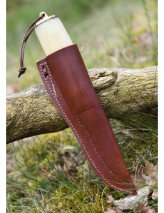 Couteau à manche en os et lame damas avec étui (22,5 cm.) 2